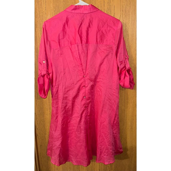 Lands’ End Women's Pink Button Front Collared Tunic Dress (small) - Picture 4 of 4